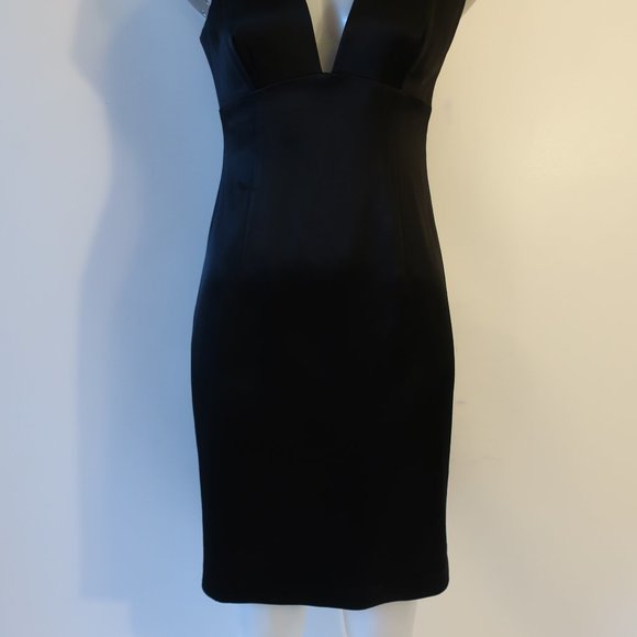 NWT Womens L'Agence Black Sleeveless Satin Sheath Dress 6 * - Picture 7 of 12